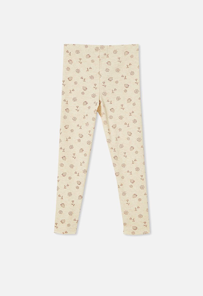 Cotton On - Huggie tights - caramel marle & forest ditsy
