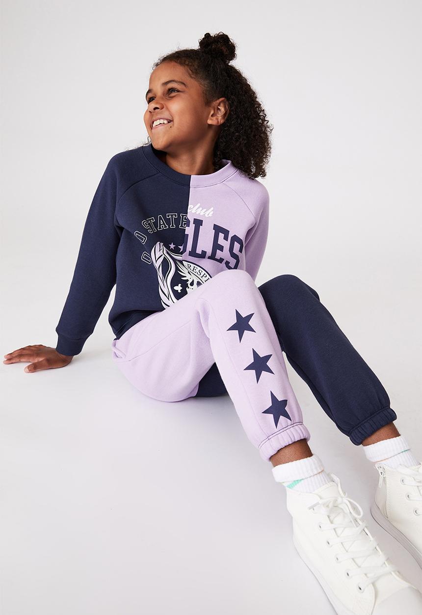 Cotton On - Splice girls trackpant - lilac drop & ohio state