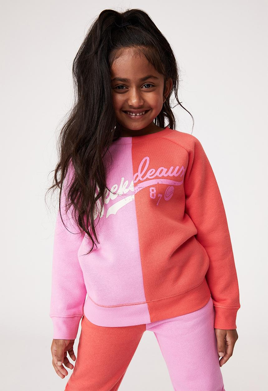 Cotton On - Splice girls crew - pink gerbera & baseball