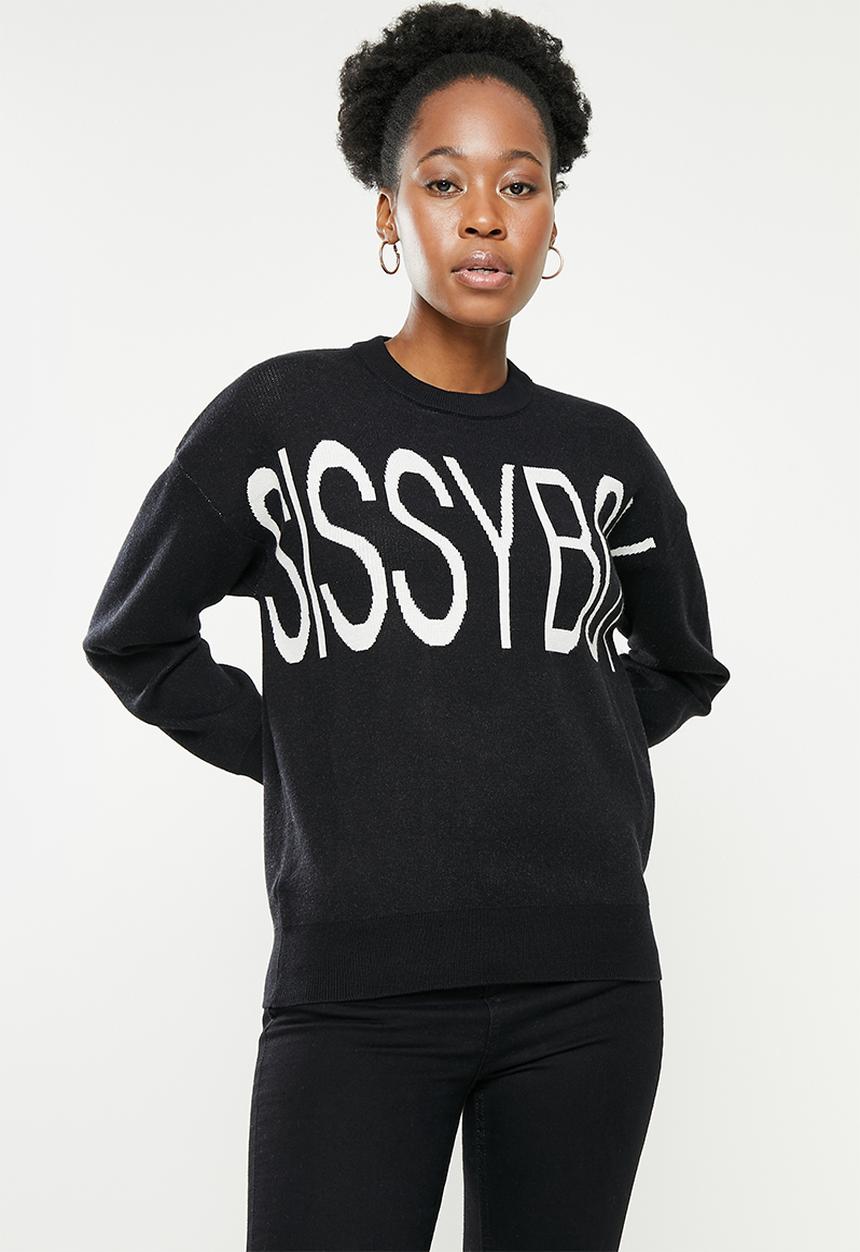 SISSY BOY - Knit sweater with branded front - black & white