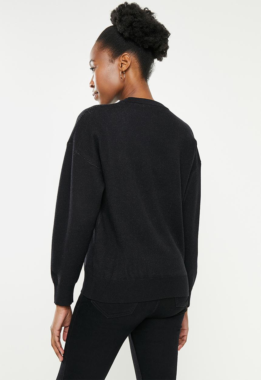 SISSY BOY - Knit sweater with branded front - black & white