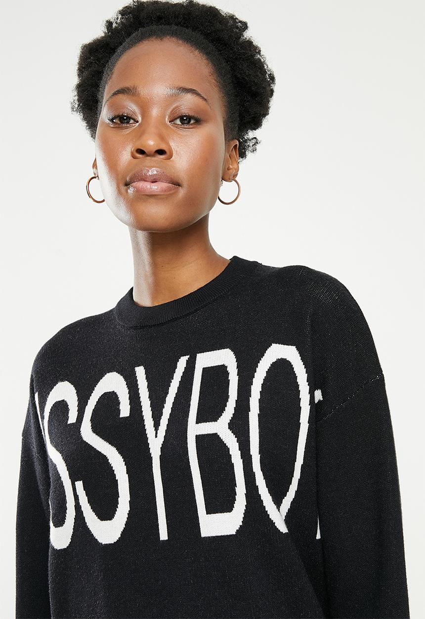 SISSY BOY - Knit sweater with branded front - black & white