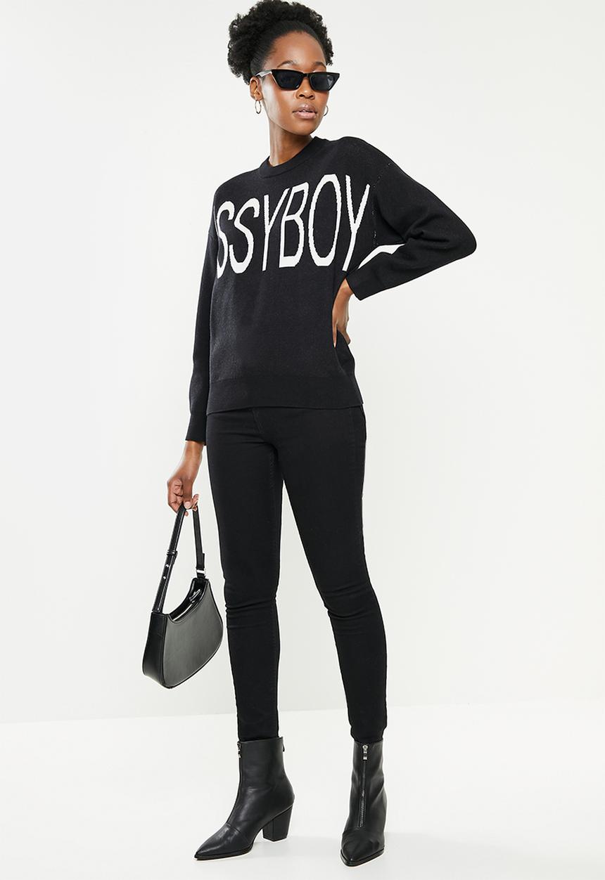 SISSY BOY - Knit sweater with branded front - black & white