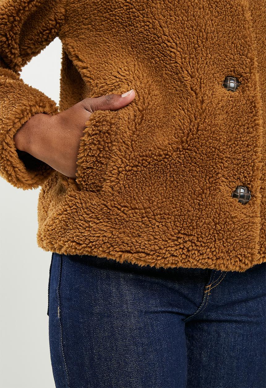 ONLY - Emily teddy jacket - caramel café