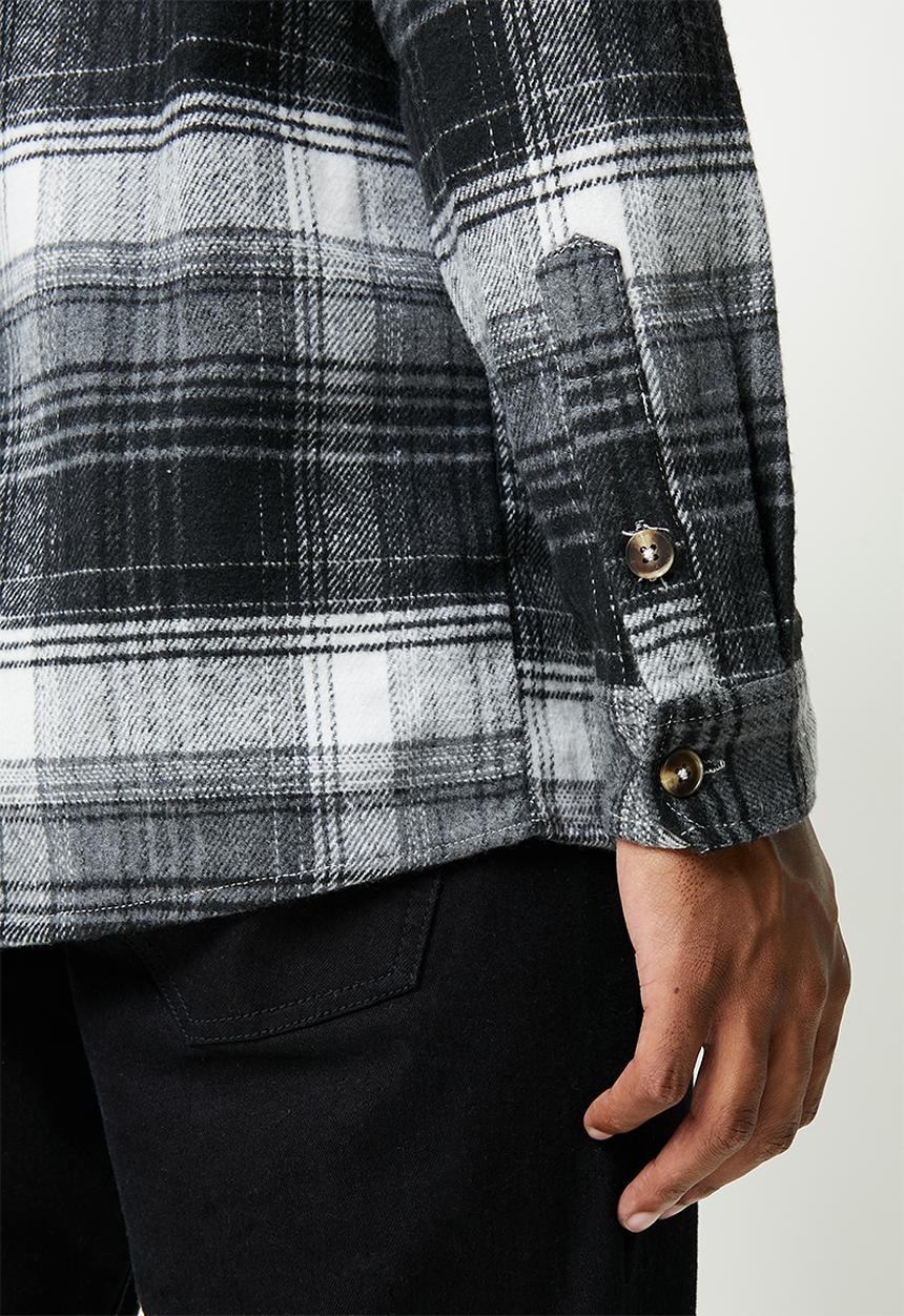 STYLE REPUBLIC - Check flannel shacket with hoodie - multi