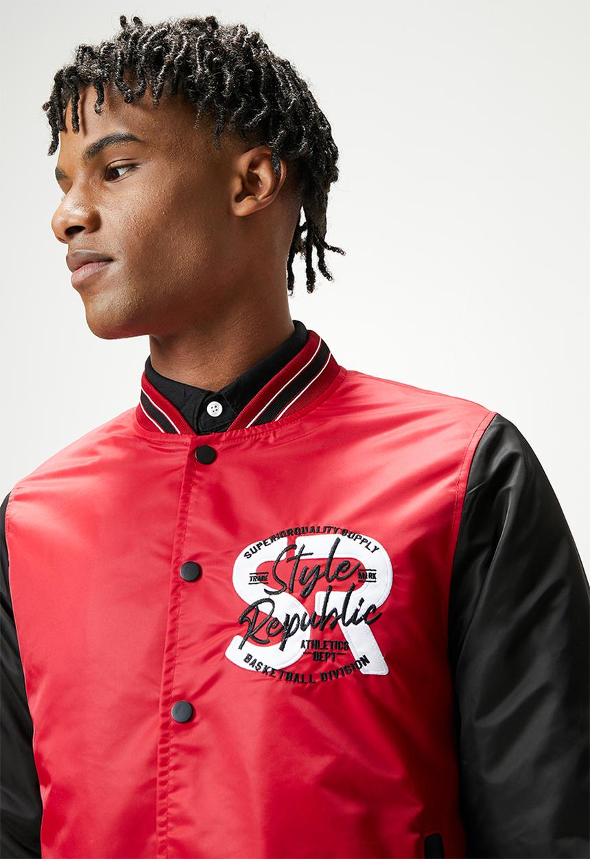 STYLE REPUBLIC - Padded varsity bomber jacket - red & white