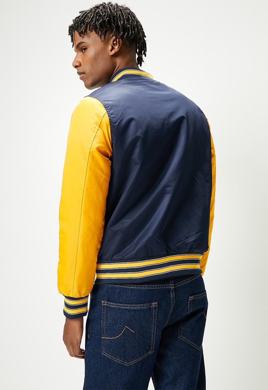 STYLE REPUBLIC - Padded varsity bomber jacket - navy & mustard
