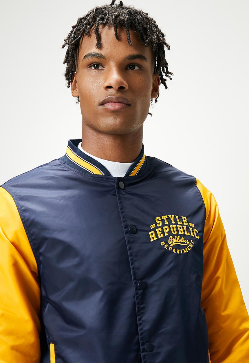 STYLE REPUBLIC - Padded varsity bomber jacket - navy & mustard