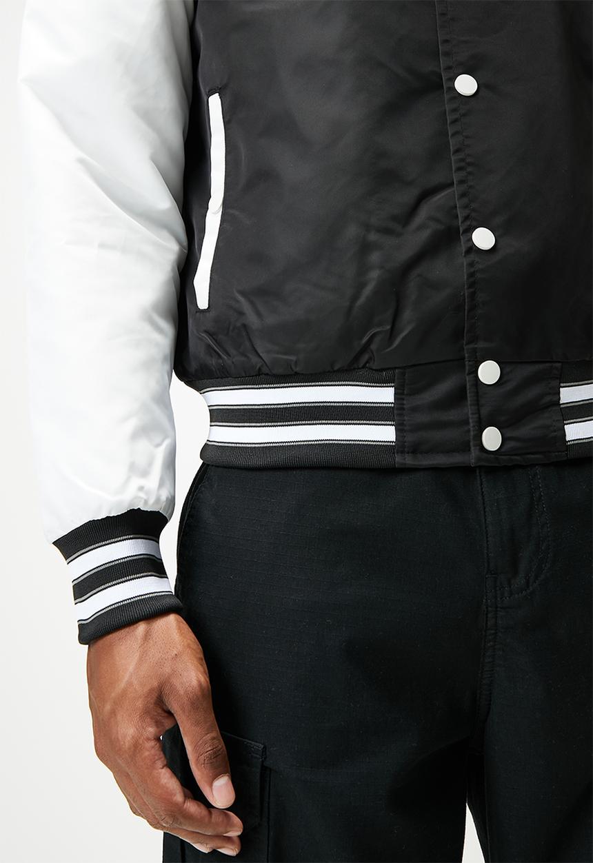 STYLE REPUBLIC - Padded varsity bomber jacket - black & white