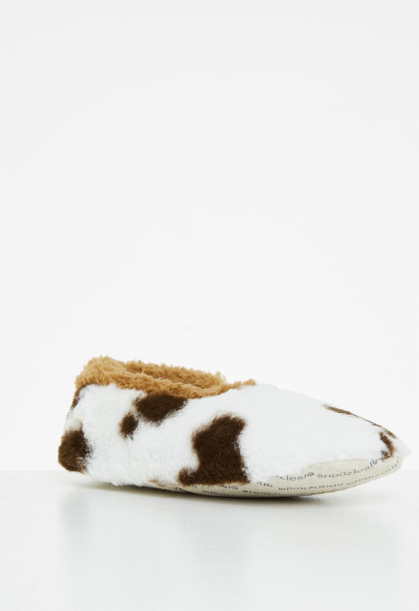 snoozies!® - Moo slipper - brown & white 