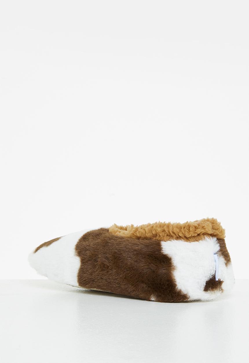 snoozies!® - Moo slipper - brown & white 