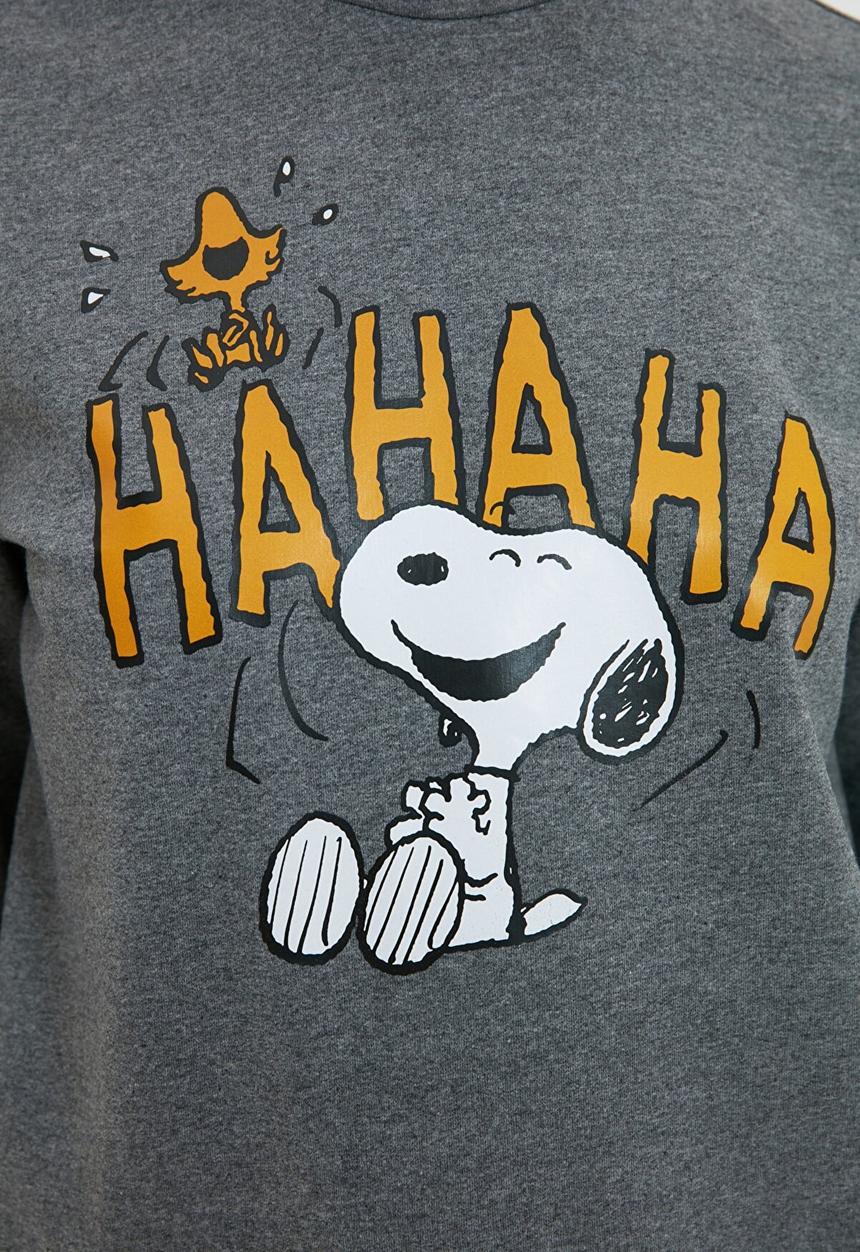 Trendyol - Snoopy licensed printed basic knitted sweatshirt  - anthracite