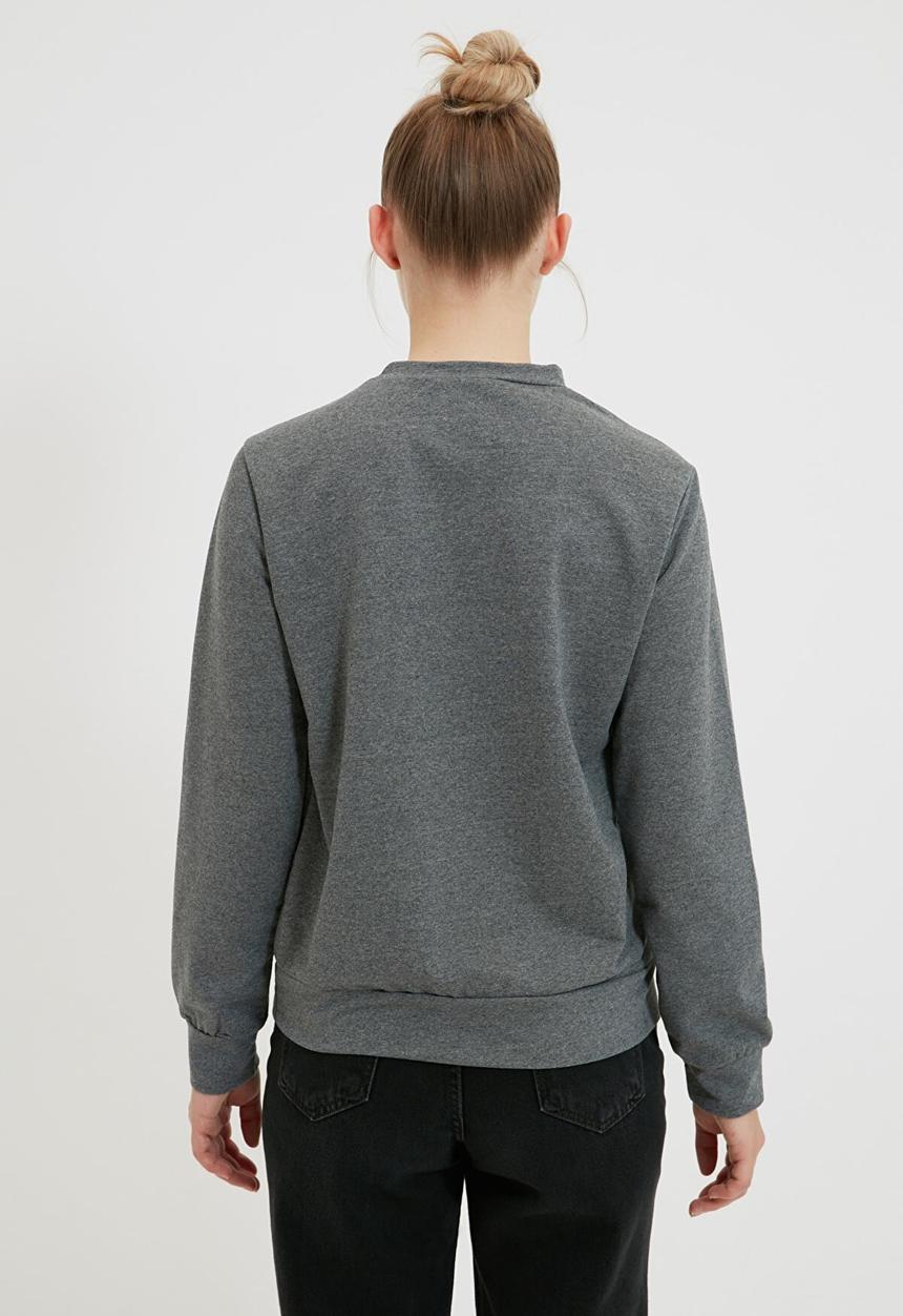 Trendyol - Snoopy licensed printed basic knitted sweatshirt  - anthracite
