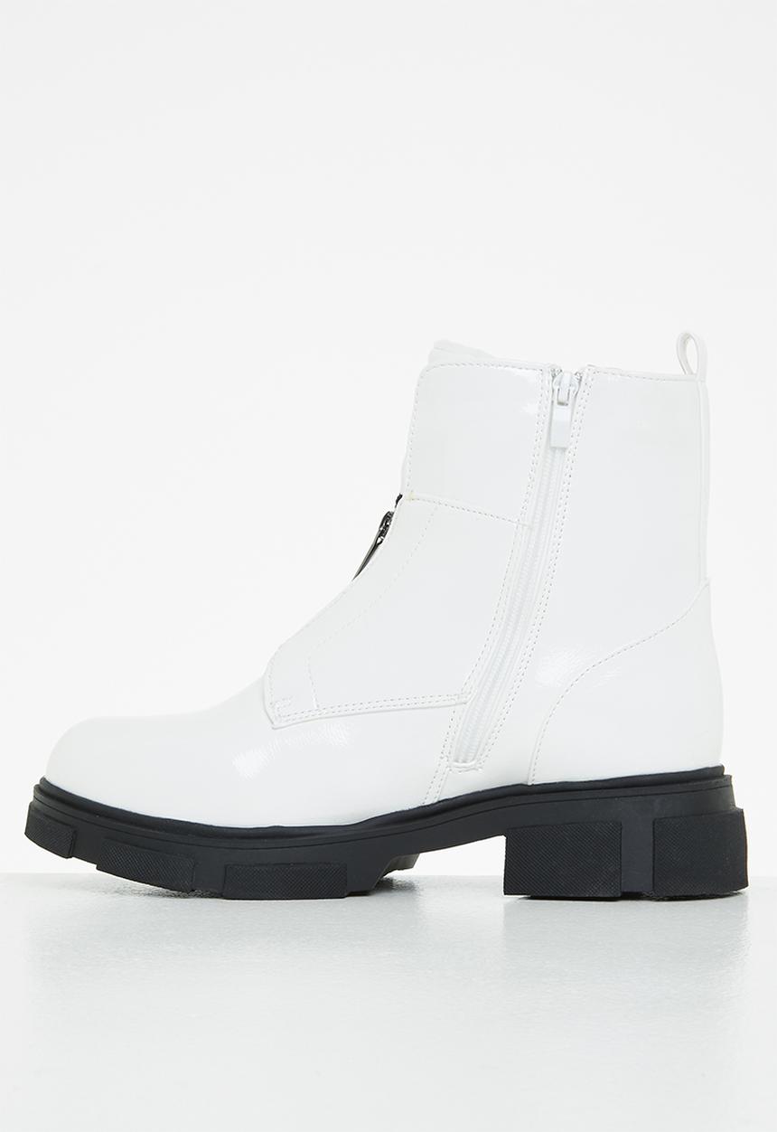 Rock & Co - Zeppelin 1 zip front ankle boot - white
