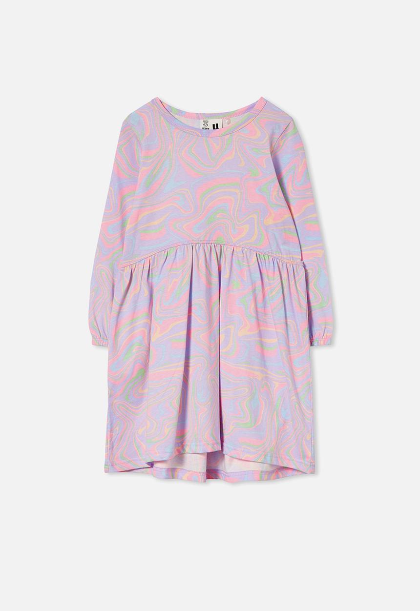 Cotton On - Savannah long sleeve dress - pastel/marble