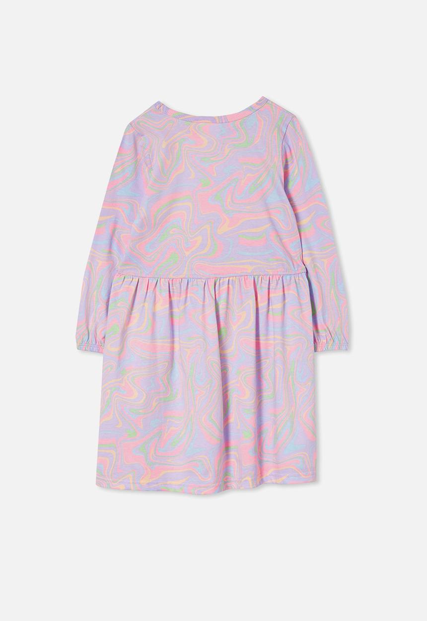 Cotton On - Savannah long sleeve dress - pastel/marble