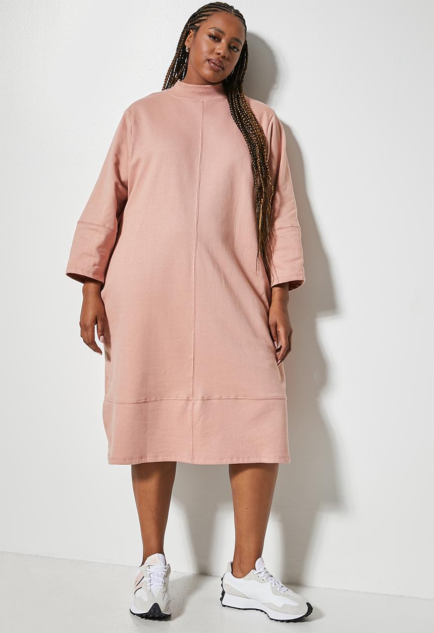 Superbalist - Turtle neck cocoon sweat dress - blush