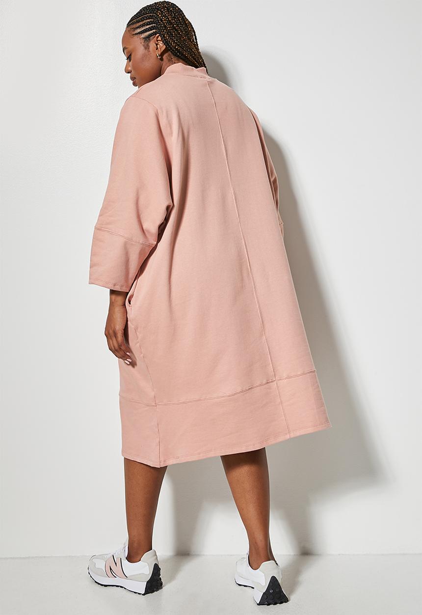 Superbalist - Turtle neck cocoon sweat dress - blush