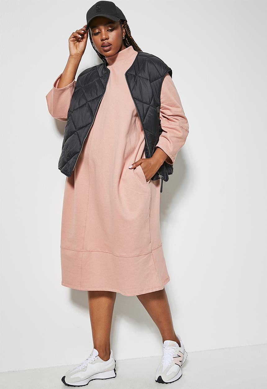 Superbalist - Turtle neck cocoon sweat dress - blush