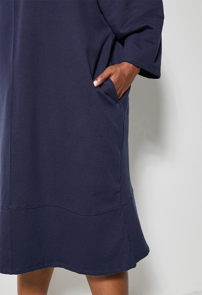 Superbalist - Turtle neck cocoon sweat dress - ink