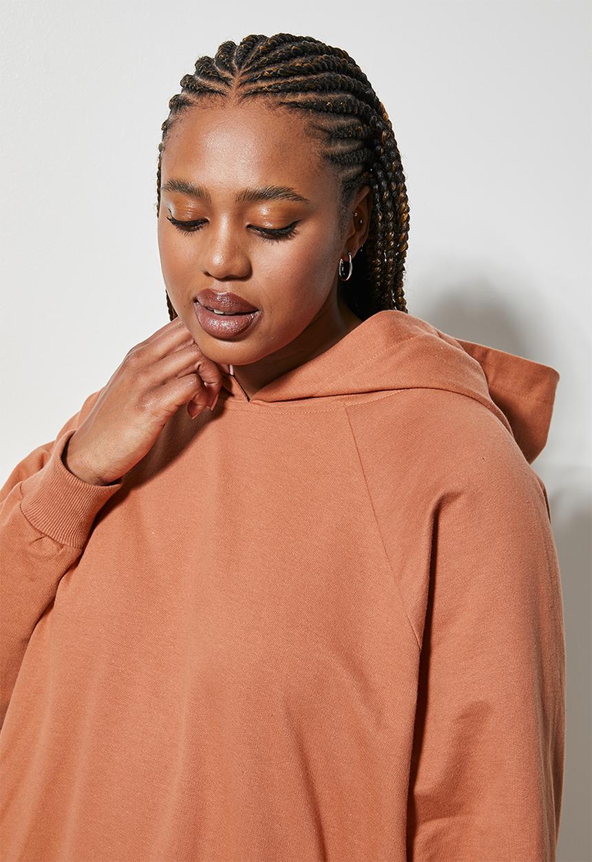 Superbalist - Hi slit hooded dress - burnt orange