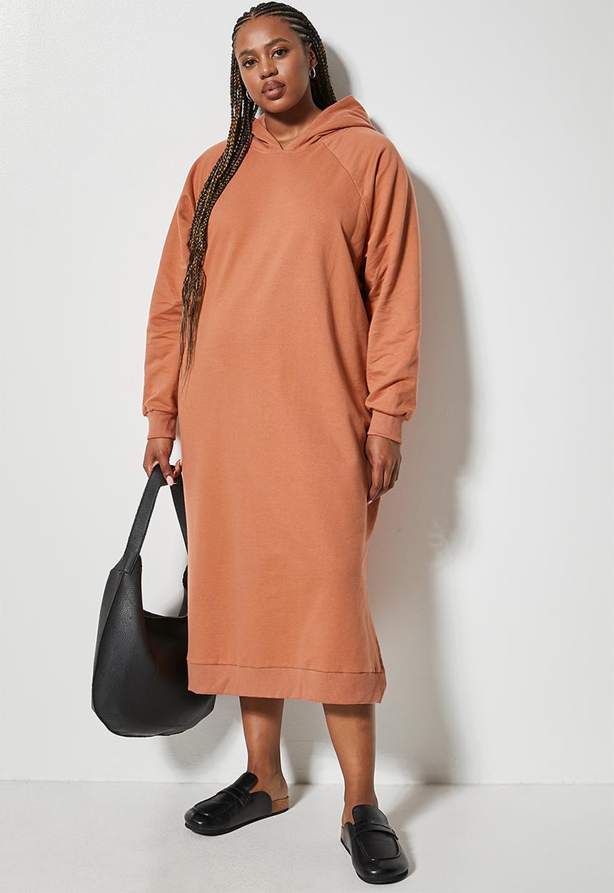 Superbalist - Hi slit hooded dress - burnt orange
