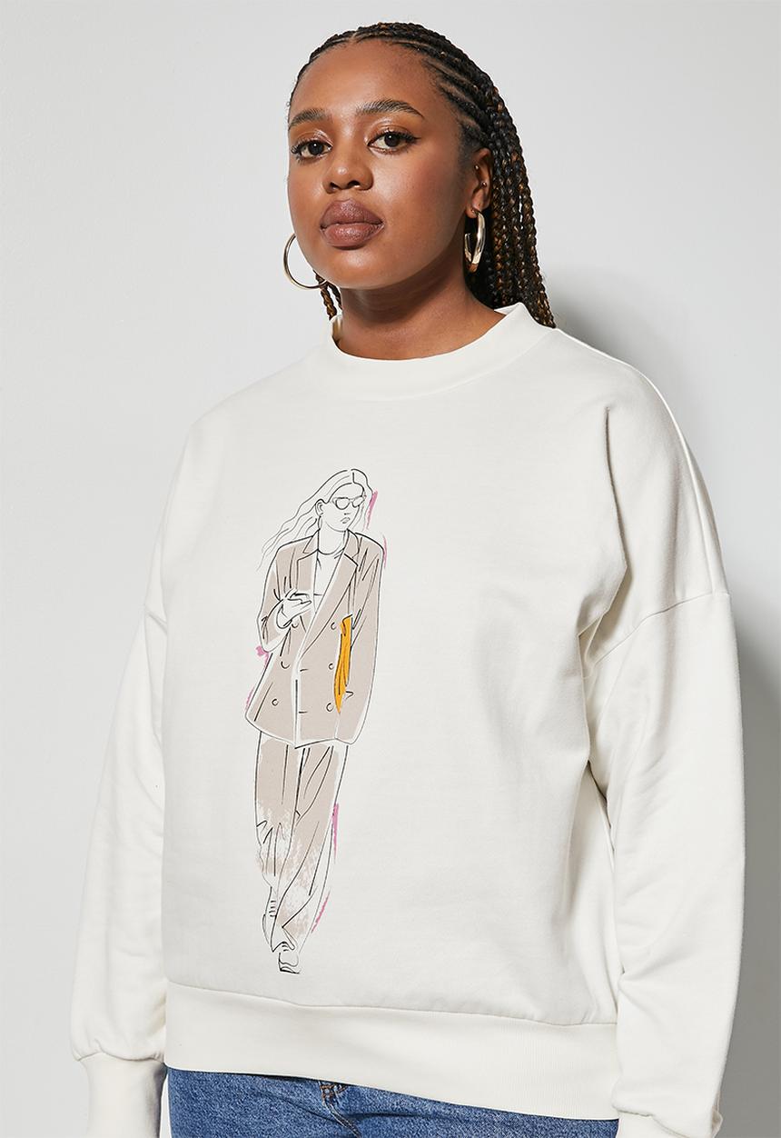 Superbalist - Graphic crew sweat - ecru