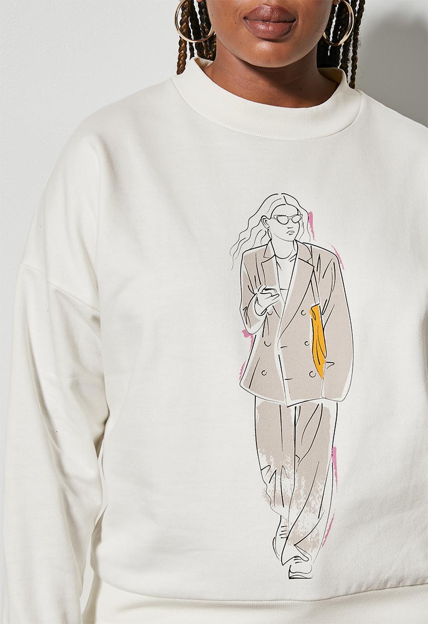 Superbalist - Graphic crew sweat - ecru