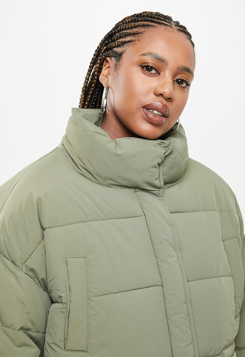 Missguided - Plus zip pocket puffer - dark green