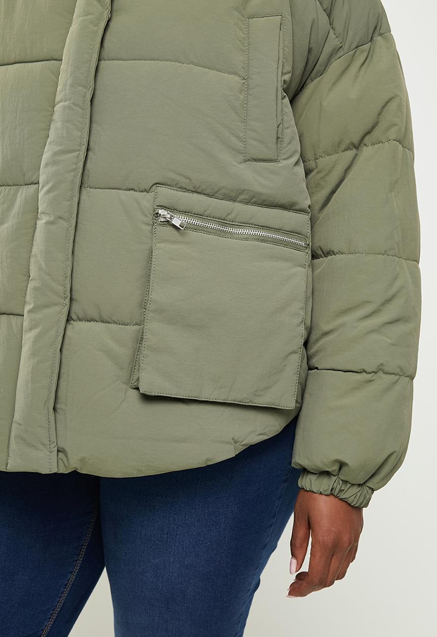 Missguided - Plus zip pocket puffer - dark green