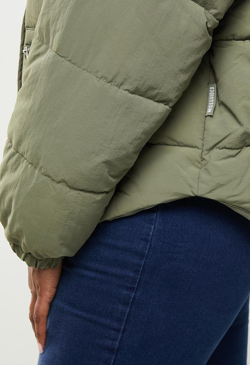 Missguided - Plus zip pocket puffer - dark green