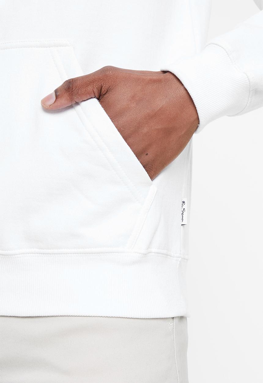 Ben Sherman - Target emb pullover hoodie - white