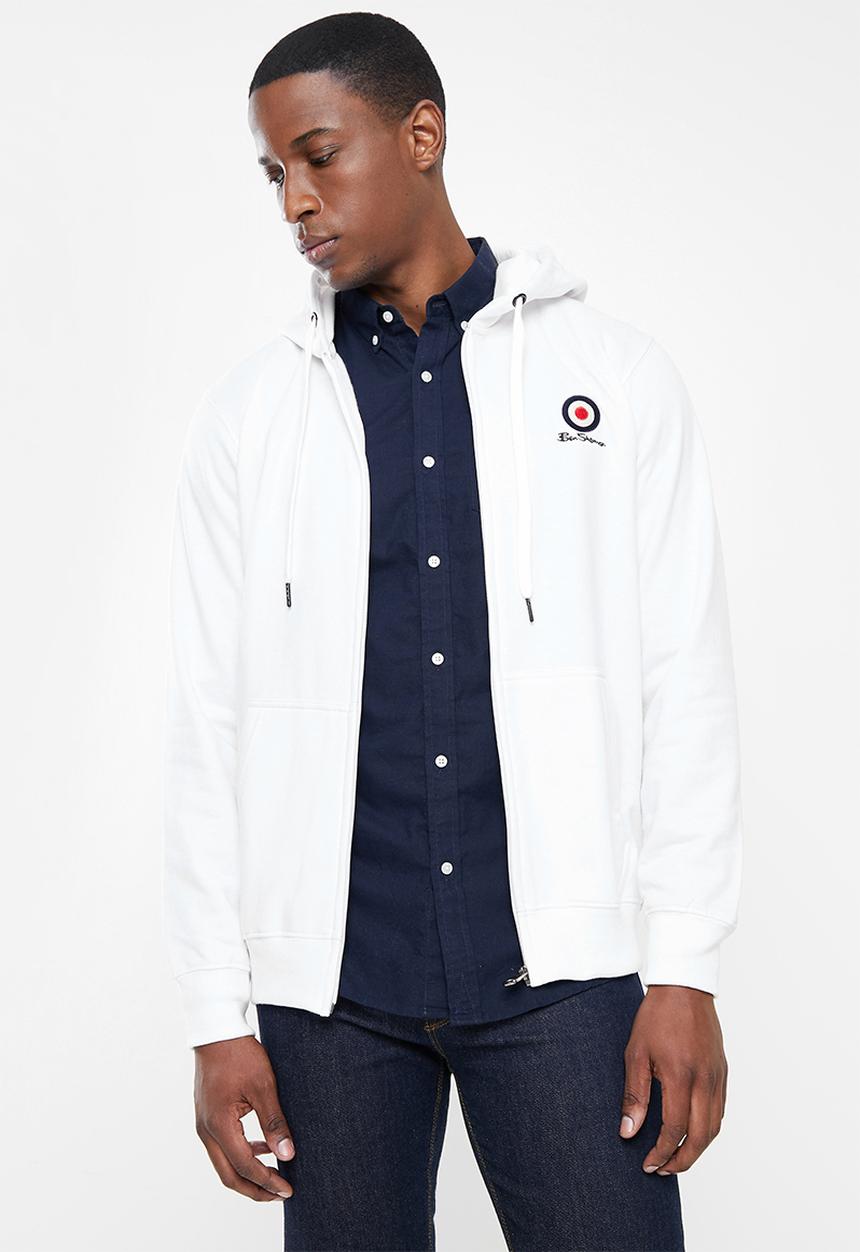Ben Sherman - Target emb zip thru hoodie - white