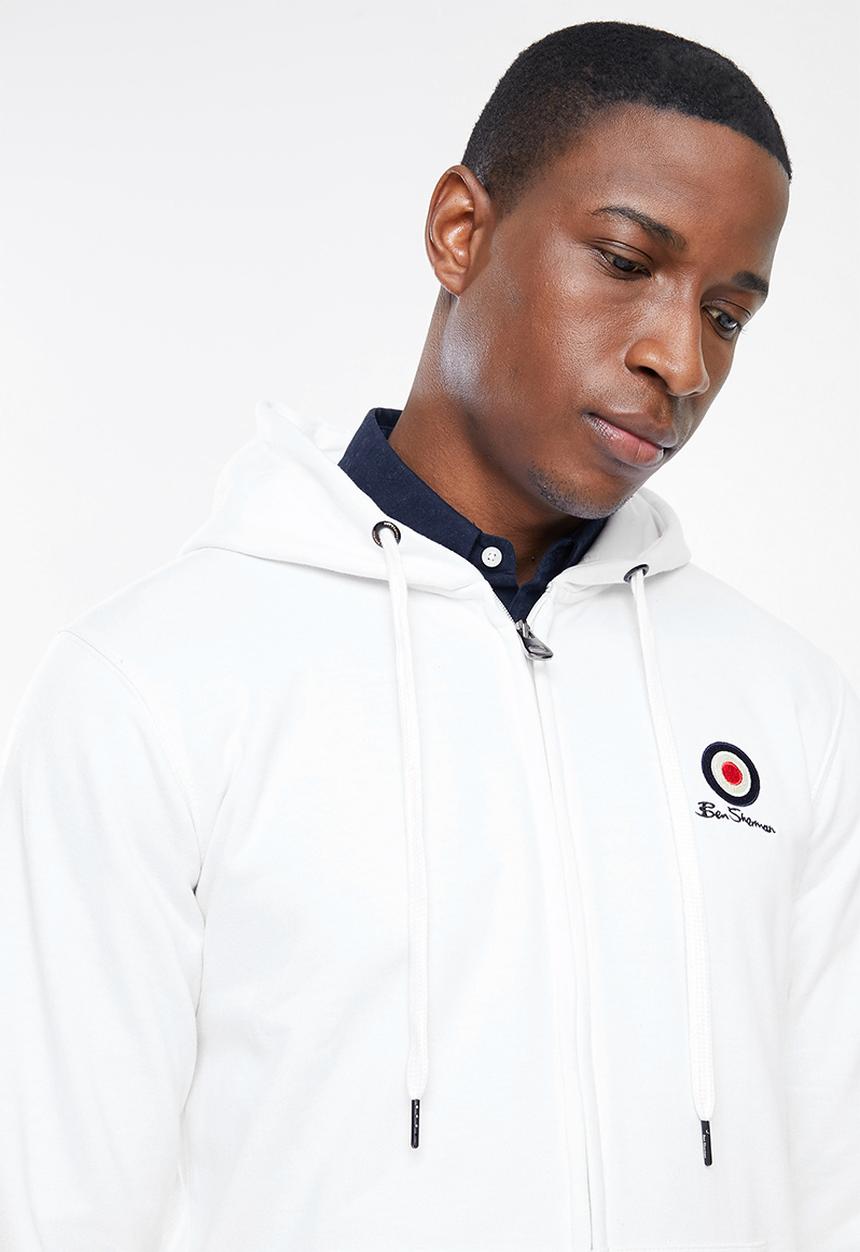Ben Sherman - Target emb zip thru hoodie - white