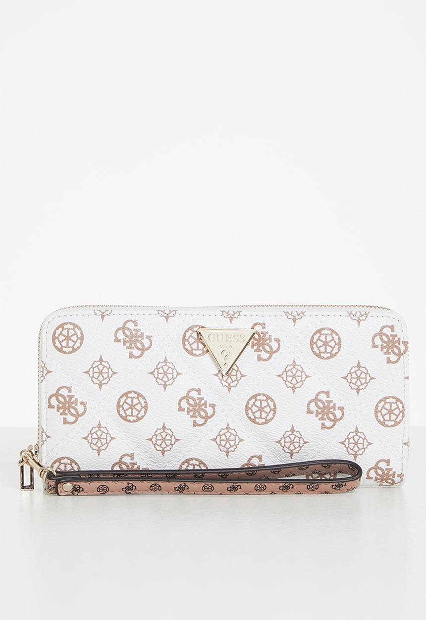 GUESS - Slg cessily slg large zip around -  white multi