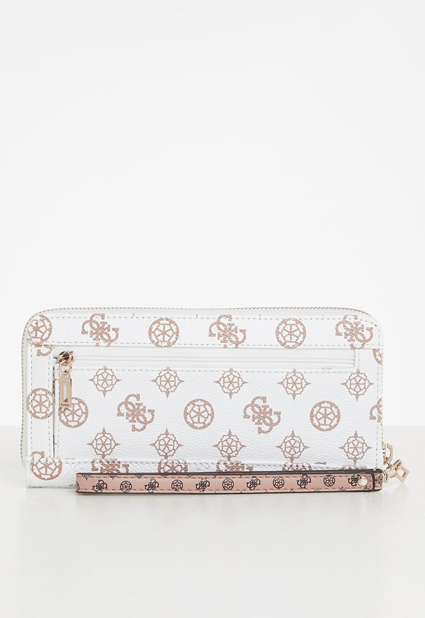 GUESS - Slg cessily slg large zip around -  white multi