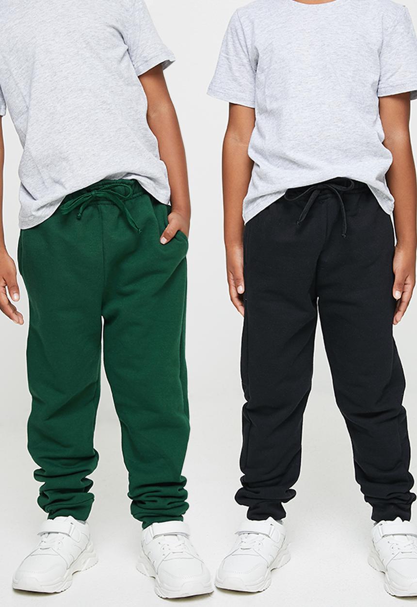 Pop Candy - Boys 2 pack joggers - black & green