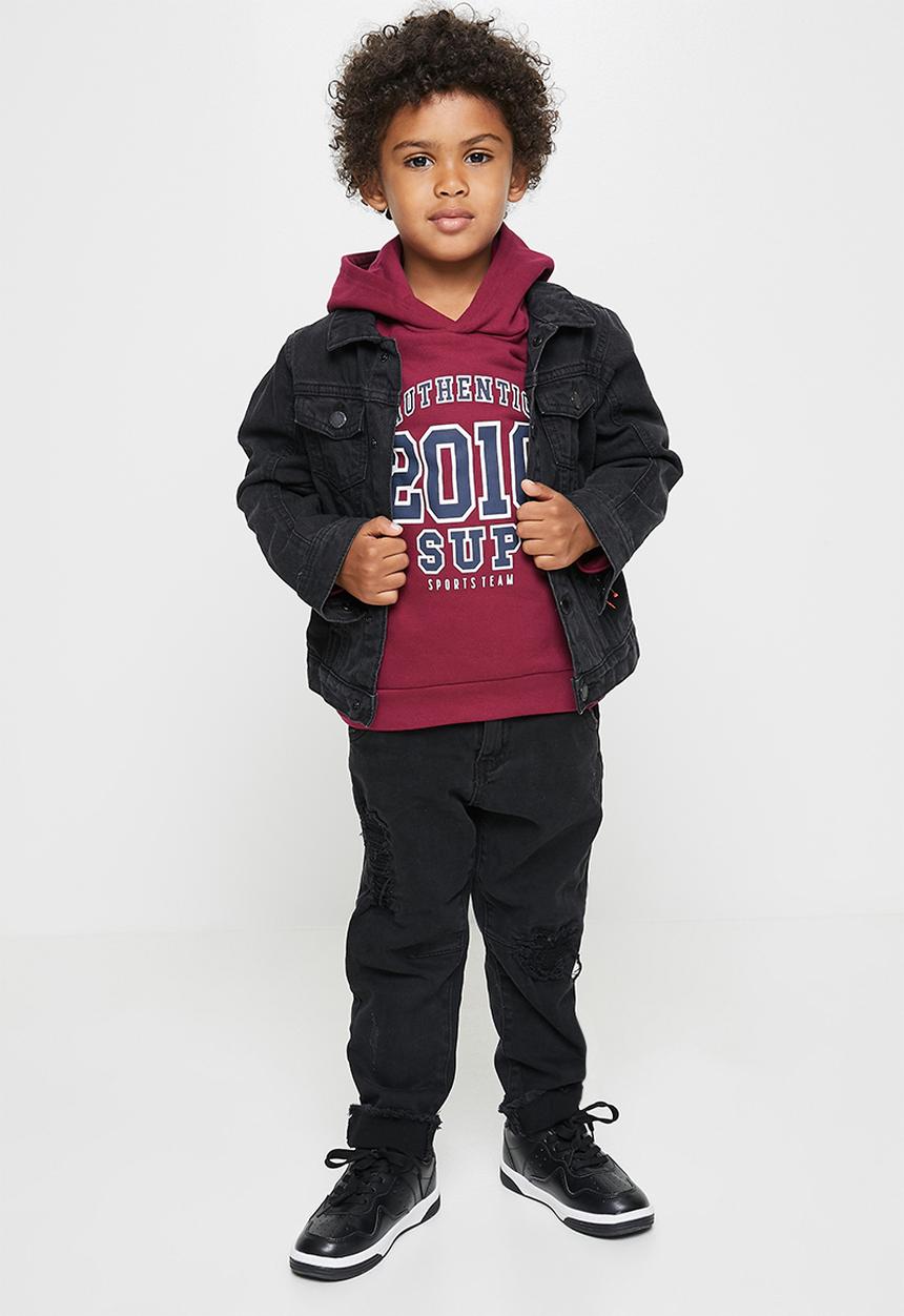 Superbalist Kids - 2 Pack graphic hooded sweatshirt - maroon & navy 