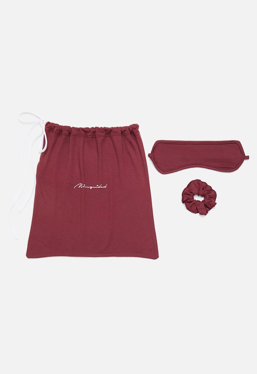 Missguided - Plus missguided 5 piece sleep set - burgundy