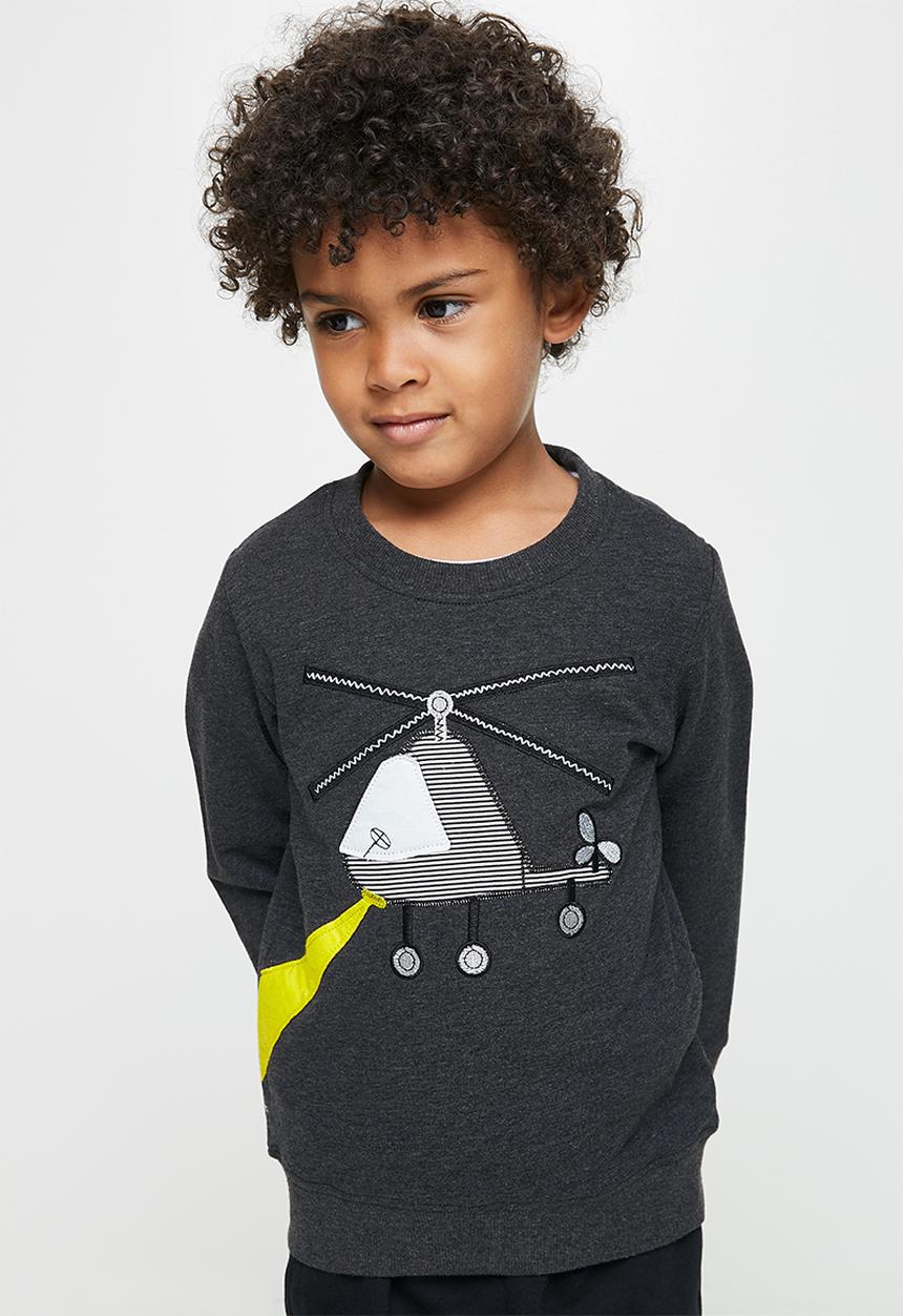 Pop Candy - Boys fleece sweat top - charcoal