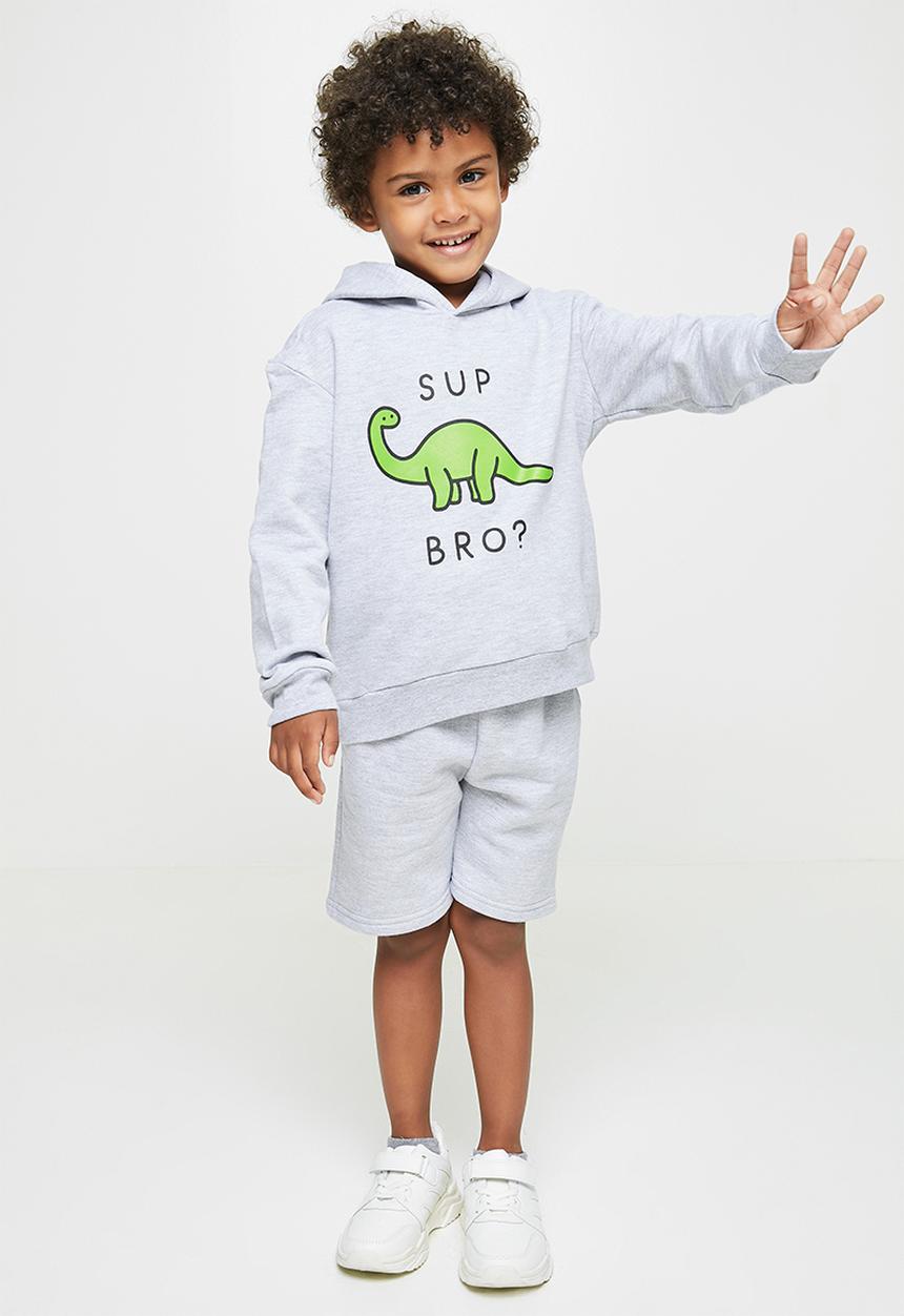 Pop Candy - Graphic hoodie & short set - grey 