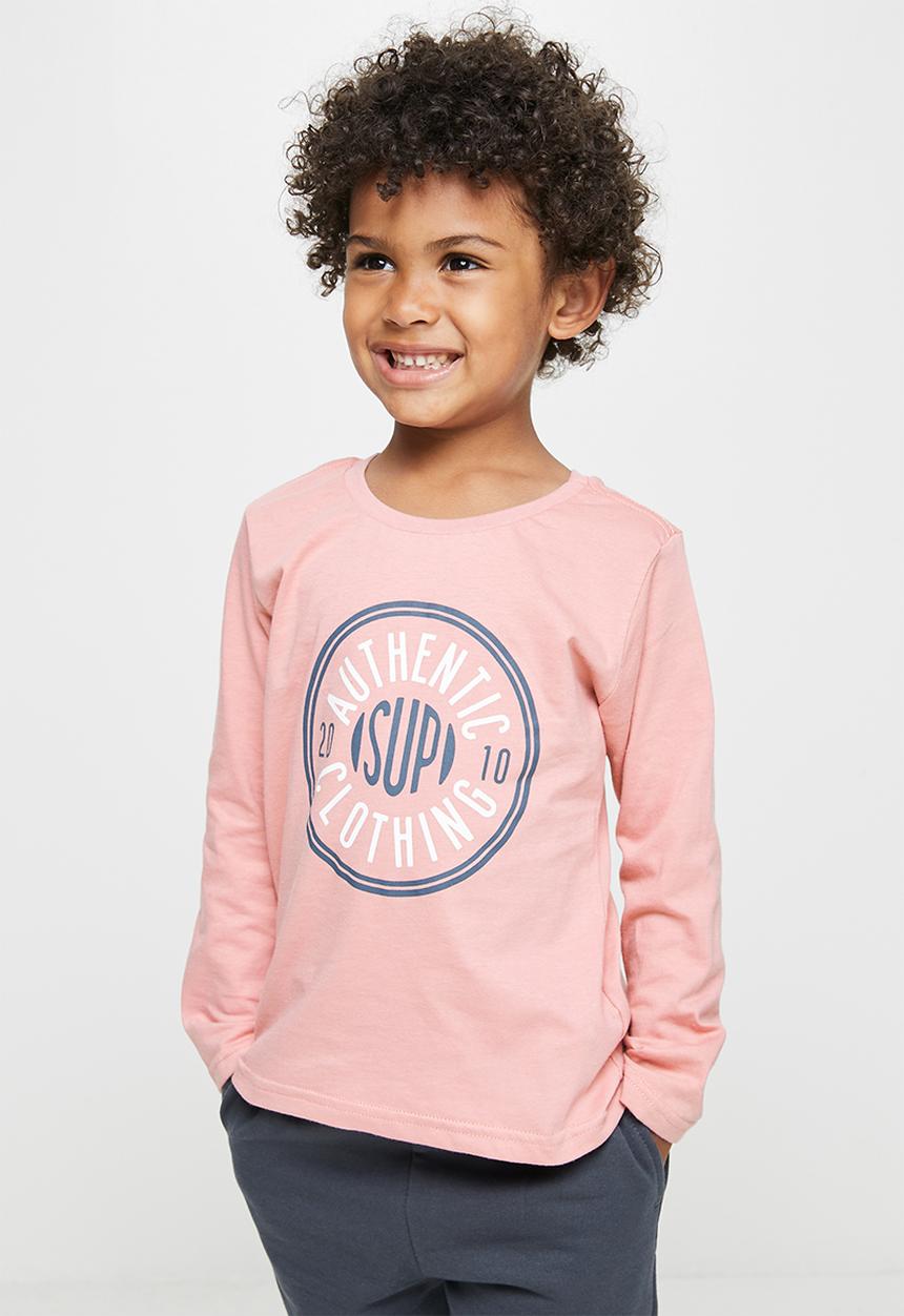 Superbalist Kids - Boys tee & jogger set - dusty pink & charcoal