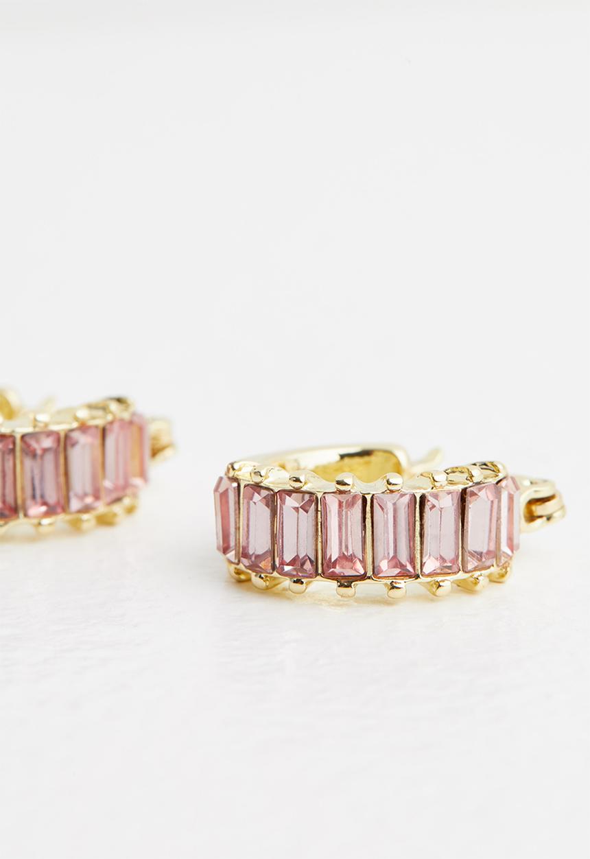 Rubi - Premium huggie hoop - gold & pink