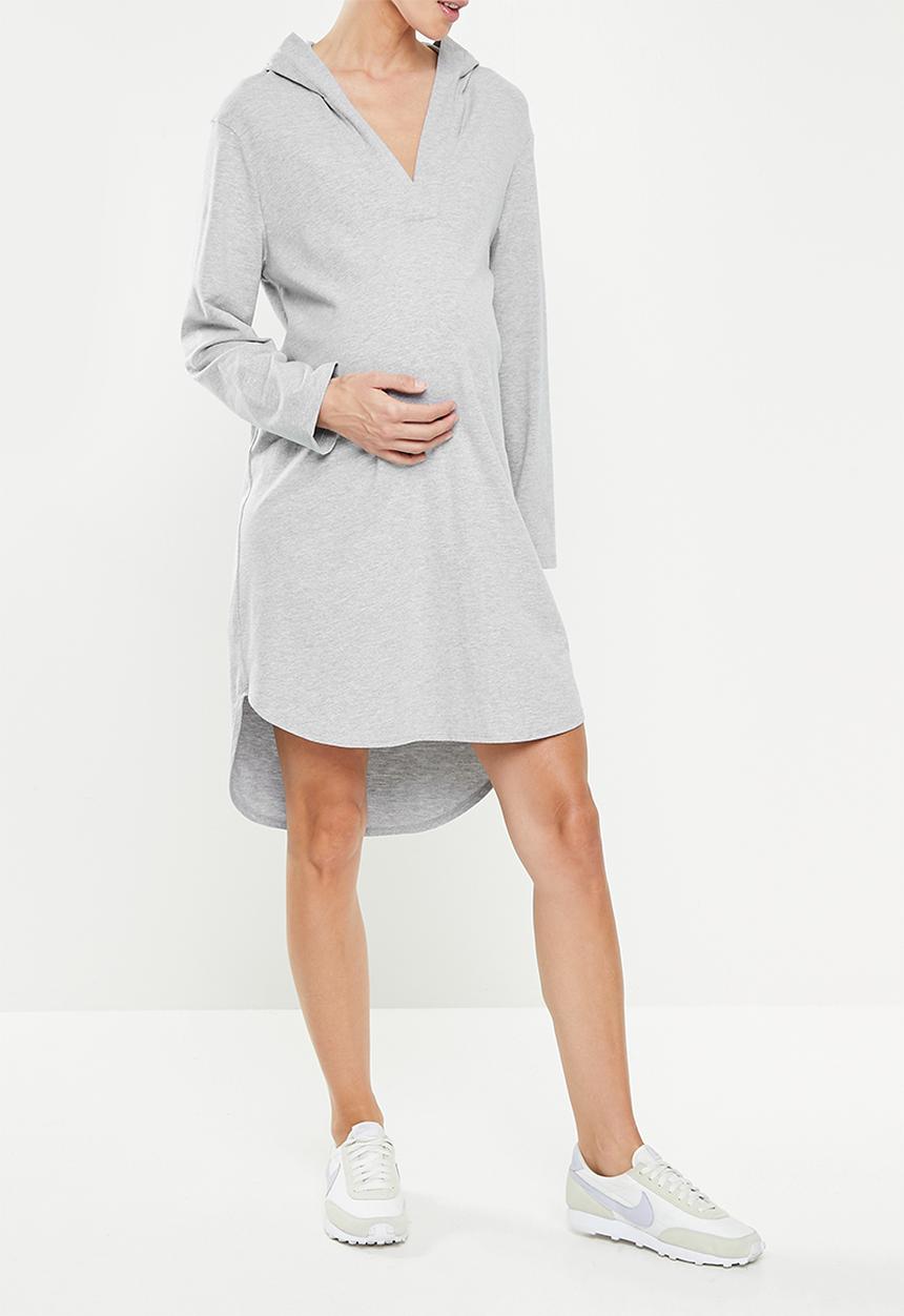 Superbalist - Maternity nursing hoodie lounge dress - grey melange