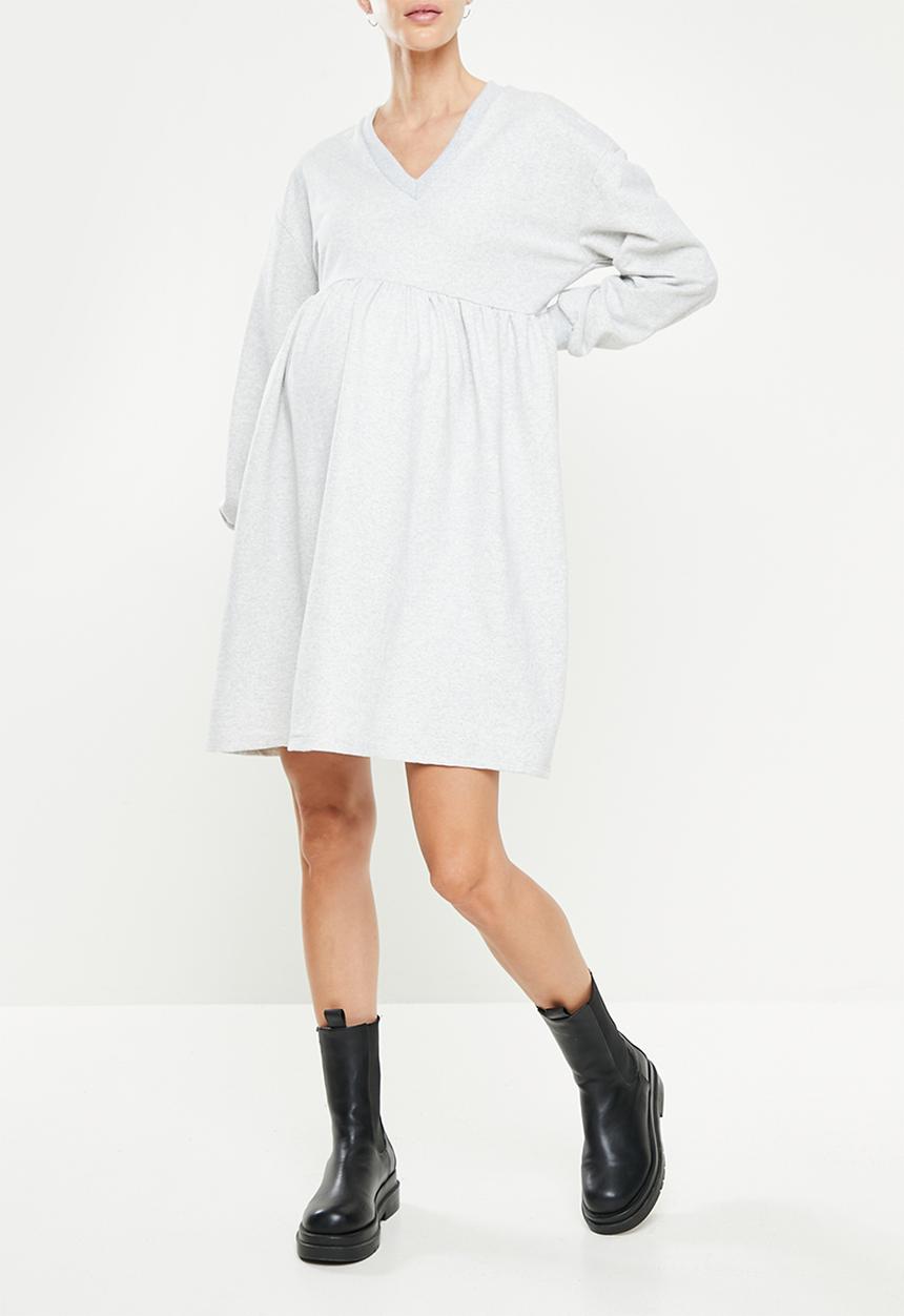 Superbalist - Maternity babydoll fleece dress - grey melange