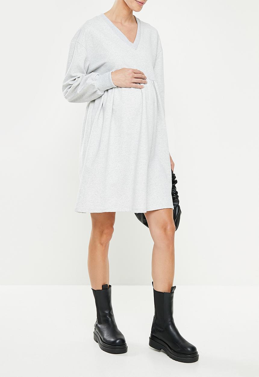 Superbalist - Maternity babydoll fleece dress - grey melange
