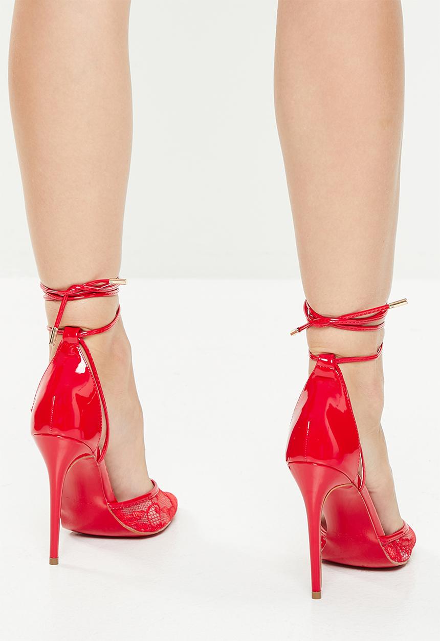 Miss Black - Lou13 ankle strap heel - red