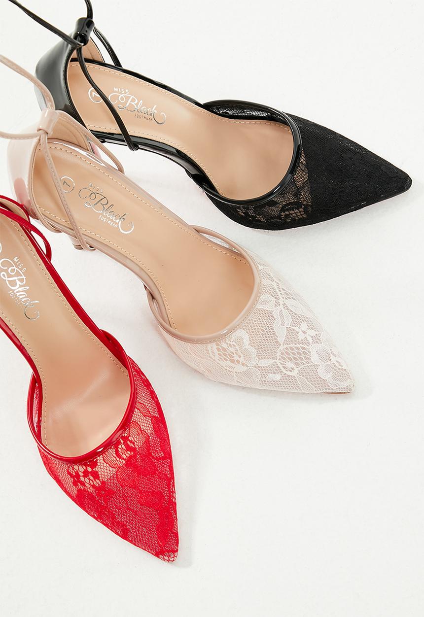 Miss Black - Lou13 ankle strap heel - red