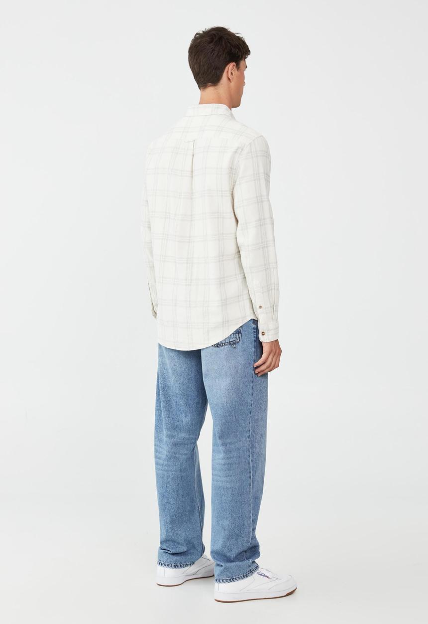 Cotton On - Camden long sleeve shirt - ecru check