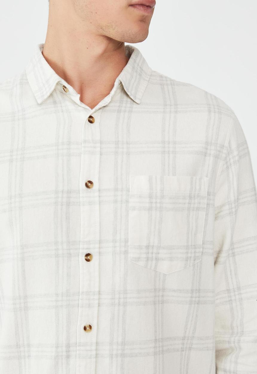 Cotton On - Camden long sleeve shirt - ecru check